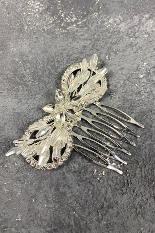 Stone Patterned Lida Comb Bridal Hair Clip