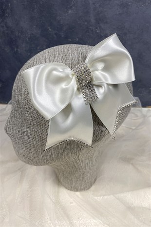 Taşlı Fiyonklu Tasarım Gelin Nikah Saç Aksesuarı 