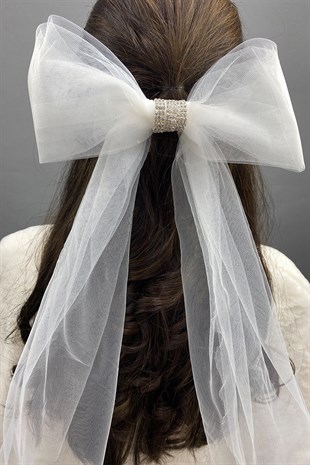 Taşlı Fiyonklu Tokalı Saç Aksesuarı