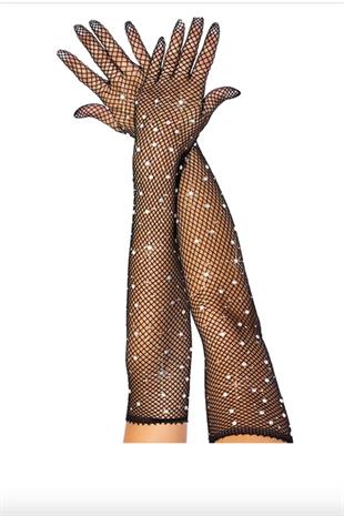 Taşlı Likralı Abiye Eldiven 