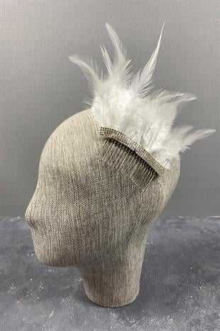 Taşlı Ve Tüylü Taraklı Dış Çekim Gelin Saç Tokası