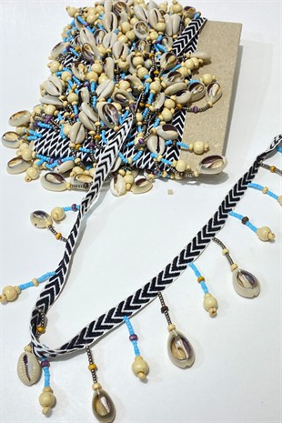 Tazı Boncuklu Saçak Şerit Aksesuar