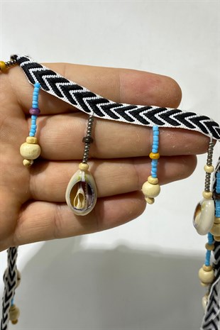 Tazı Boncuklu Saçak Şerit Aksesuar