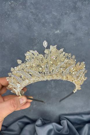 Ten Rengi  Livan Boncuklu Gelin Kına Tacı Saç Aksesuarı