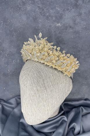 Ten Rengi  Livan Boncuklu Gelin Kına Tacı Saç Aksesuarı