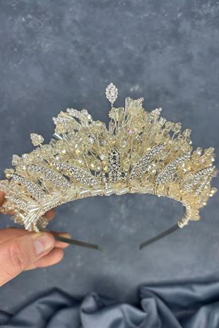 Ten Rengi  Livan Boncuklu Gelin Kına Tacı Saç Aksesuarı