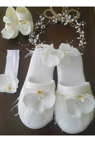 Terlik Çeşitleri Kadın Beyaz Bride Taç Terlik