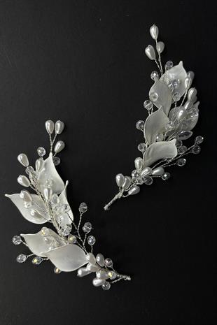 Tien Sedef Reçine 2 Li Saç Ve Türban Gelin Aksesuarı