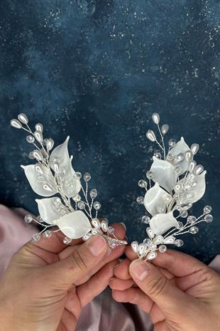 Tien Sedef Reçine 2 Li Saç Ve Türban Gelin Aksesuarı