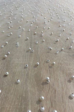 Tokalı İnci İşlemeli Gelin Duvağı