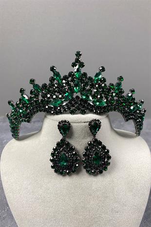 Tokyo Stone Bridal Henna Tiara and Stud Earrings Set