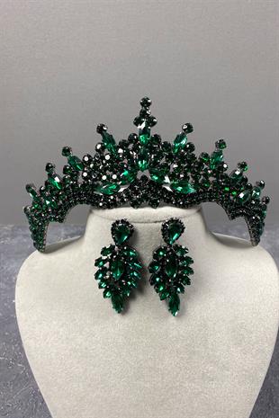 Tokyo Stone Bridal Henna Tiara and Stud Earrings Set