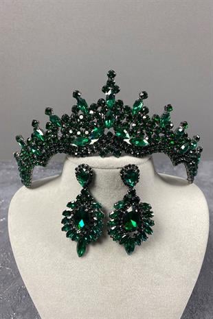 Tokyo Stone Bridal Henna Tiara and Stud Earrings Set