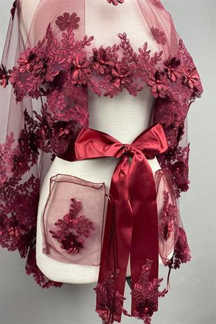 الجملة 3D الأزهار الوجه الحجاب الزفاف الحناء الحجاب