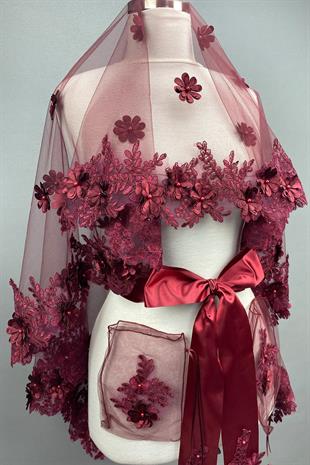 الجملة 3D الأزهار الوجه الحجاب الزفاف الحناء الحجاب