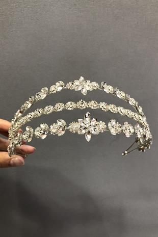 الجملة 3 قطعة تاج الزفاف الفضي الأزهار