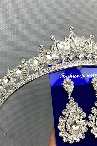 الجملة نموذج الزفاف تاج الزفاف ومجموعة القرط قطرة