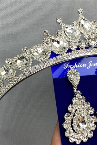 الجملة نموذج الزفاف تاج الزفاف ومجموعة القرط قطرة