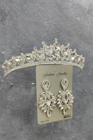 الجملة نموذج الزفاف تاج الزفاف وإسقاط الأقراط الحجر