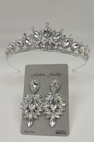 الجملة نموذج الزفاف تاج الزفاف وإسقاط الأقراط الحجر