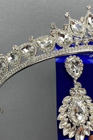 الجملة نموذج الزفاف تاج الزفاف ومجموعة القرط المكوك