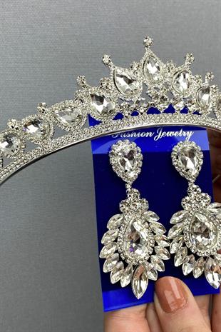 الجملة نموذج الزفاف تاج الزفاف ومجموعة القرط المكوك