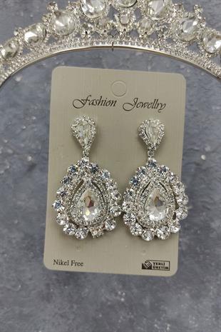 Wholesale Ade Model Bridal Crown and Shuttle Stone Earrings