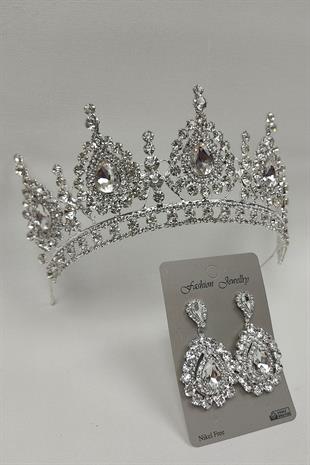 Wholesale Ahu Model Bridal Crown and Shuttlestone Earrings