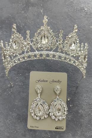 Wholesale Ahu Model Bridal Crown and Shuttlestone Earrings