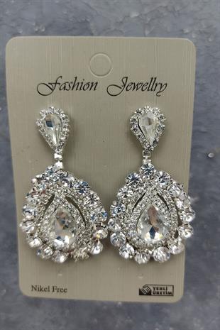Wholesale Akbahar Model Bridal Crown and Drop Stone Earrings
