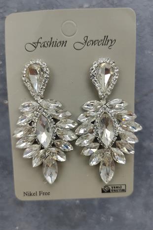 Wholesale Akbahar Model Bridal Crown and Shuttle Stone Earrings