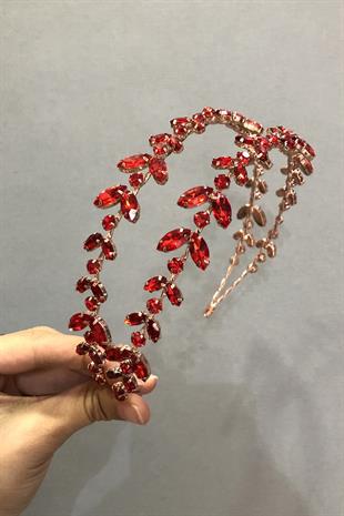 الجملة ألفا نموذج صف مزدوج النحاس الأحمر تاج الحناء الزفاف