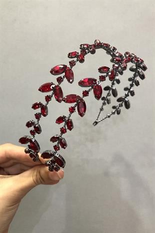 الجملة ألفا نموذج صف مزدوج بورجوندي تاج الحناء الزفاف