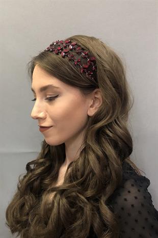 الجملة ألفا نموذج صف مزدوج بورجوندي تاج الحناء الزفاف