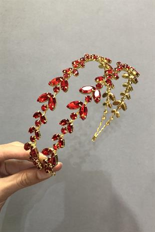 الجملة ألفا نموذج صف مزدوج النحاس الأحمر الزفاف الحناء التاج