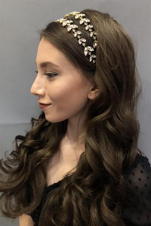 الجملة ألفا نموذج صف مزدوج أصفر شفاف تاج الحناء الزفاف