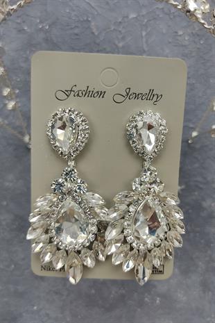 Wholesale Alfa Model Bridal Crown and Drop Shuttle Stone Earrings