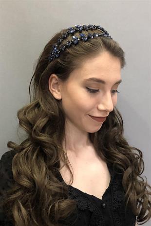 الجملة ألفا نموذج أزرق داكن صف مزدوج الحناء التاج