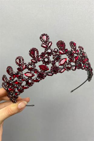 الجملة أنثراسايت كلاريت الأحمر بيتي الحناء تاج الزفاف