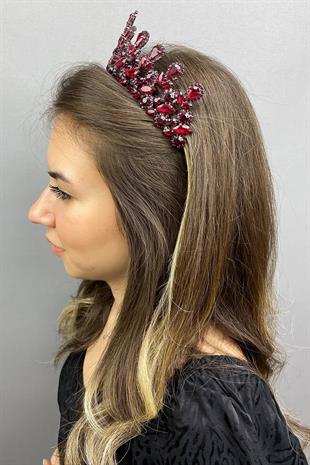 الجملة أنثراسايت كلاريت الأحمر بيتي الحناء تاج الزفاف