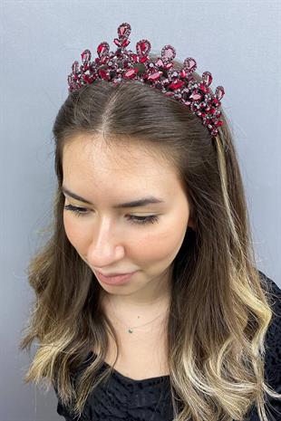 الجملة أنثراسايت كلاريت الأحمر بيتي الحناء تاج الزفاف