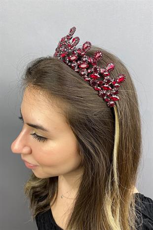 الجملة أنثراسايت كلاريت الأحمر بيتي الحناء تاج الزفاف