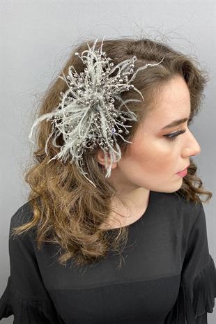 الجملة أنثراسايت رمادي كريستال مطرز وأشعث الشعر التبعي