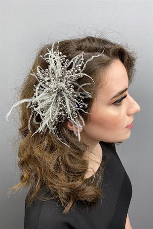 الجملة أنثراسايت رمادي كريستال مطرز وأشعث الشعر التبعي