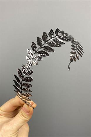 الجملة أنثراسايت رمادي معدن رقيق تصميم أوراق الزفاف تاج الشعر التبعي