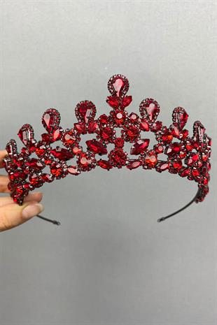 الجملة أنثراسايت الأحمر بيتي الحناء تاج الزفاف