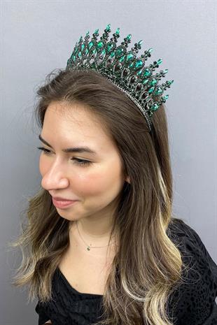 الجملة أنثراسايت الزمرد الأخضر الحناء تاج الزفاف