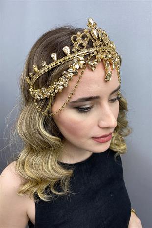 الجملة لون العسل Hürrem تاج الحناء الزفاف