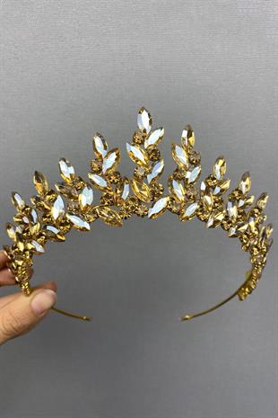 الجملة لون العسل سوبرا الزفاف تاج الحناء والأقراط