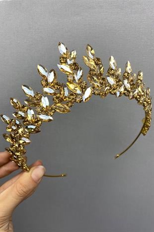 الجملة لون العسل سوبرا الزفاف تاج الحناء والأقراط